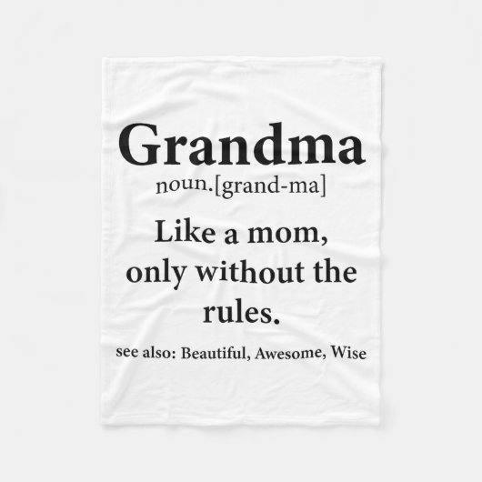 Grandma Definition Like Mom Without Rules Funny Gr Fleece Deken (Voorkant)