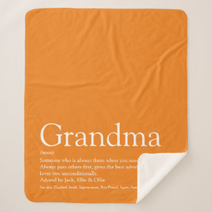 Grandma Definition Orange Modern Fun Sherpa Deken