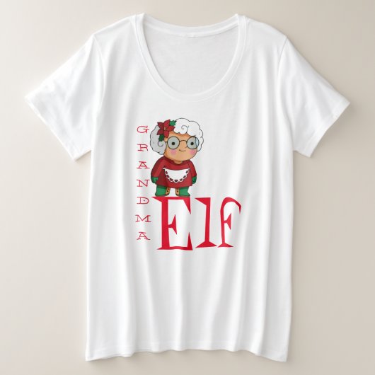 Grandma Elf Holiday Kerstmis Grote Maat T-shirt (Design voorkant)