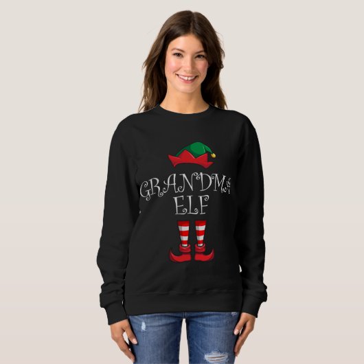 Grandma Elf Matching Family Kerstmis Pajama Grand Trui (Voorkant volledig)
