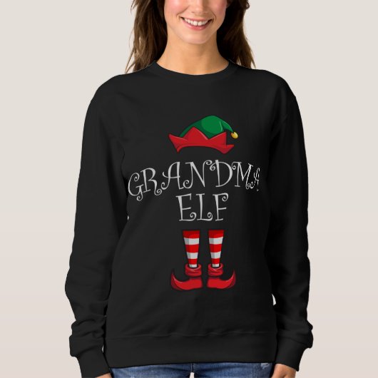 Grandma Elf Matching Family Kerstmis Pajama Grand Trui (Voorkant)