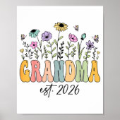 Grandma Est. 2026 Wildflower Promoted To Grandma Poster (Voorkant)