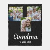 Grandma Established Modern Script Black 3 Photo Fleece Deken (Voorkant)