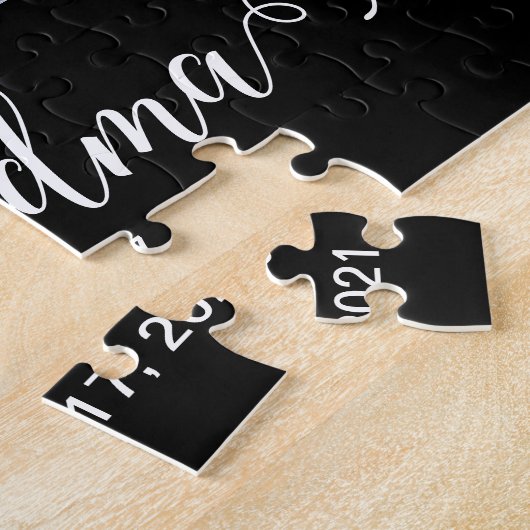 Grandma Established Script Gift 3 Photo Legpuzzel (Zijkant)