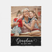 Grandma Established Script Gift Photo Fleece Deken (Voorkant)