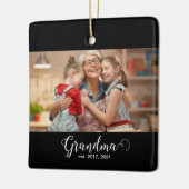 Grandma Established Script Gift Photo Keramisch Ornament (Links)