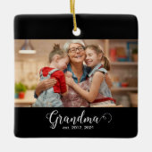 Grandma Established Script Gift Photo Keramisch Ornament (Voorkant)