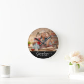 Grandma Established Script Gift Photo Ronde Klok (Huis)