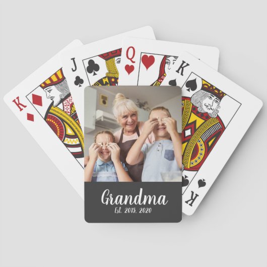 Grandma Established White Script Photo Pokerkaarten (Achterkant)