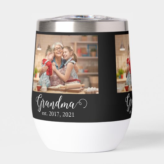 Grandma Established Year Modern White Script Photo (Avant)