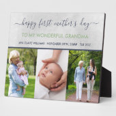 Grandma First Moederdag - 3 Foto gepersonaliseerd Fotoplaat (Zijkant)