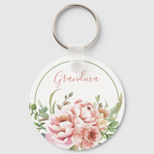 Grandma Floral Persoonlijke Sleutelhanger   Bewerk