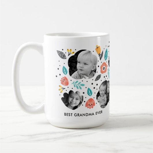 Grandma Garden Colorful Floral Foto Collage Koffiemok (Links)