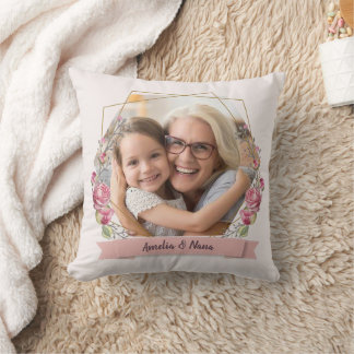 Grandma Gift Foto roze Girly Moederdag Kussen
