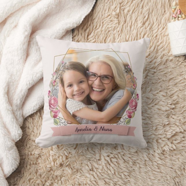Grandma Gift Foto roze Girly Moederdag Kussen (Deken)