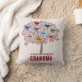 Grandma Gift Grandchild Moederdag - Boom 9 vogels Kussen