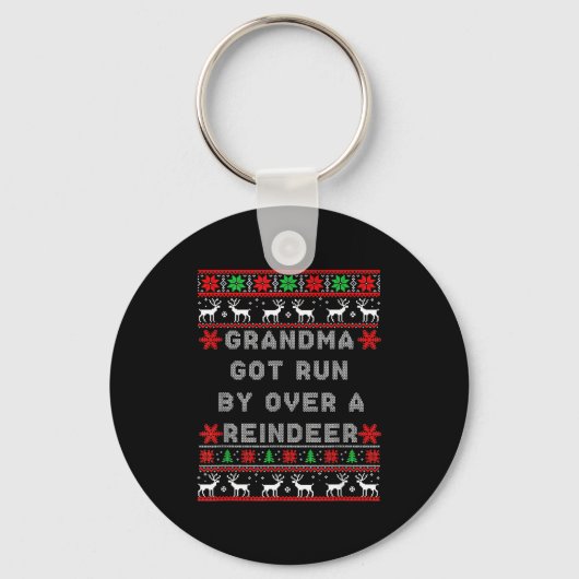 Grandma Got Run Over By A Reindeer Ugly Costume Fu Sleutelhanger (Voorkant)