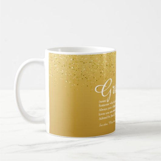 Grandma Grandmoeder Fun Cool Gold Glitter Glam Koffiemok (Links)