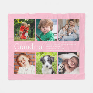 Grandma Granny Definition Foto Collage Roze Fleece Deken