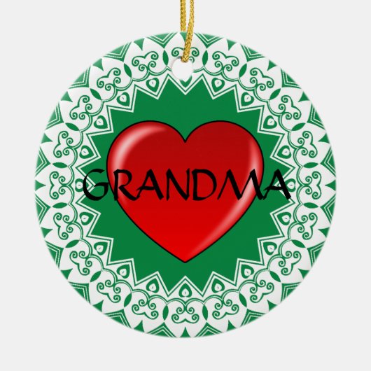 Grandma Heart Mandala Green Ornament (Voorkant)