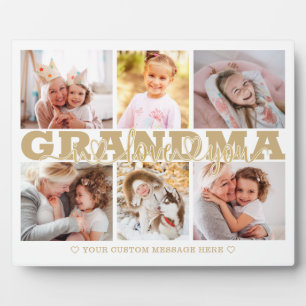 GRANDMA I Love You 6 Photo Collage Gold 8x10 Fotoplaat