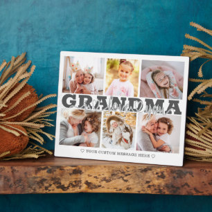 GRANDMA I Love You 6 Photo Collage Gray 8x10 Fotoplaat