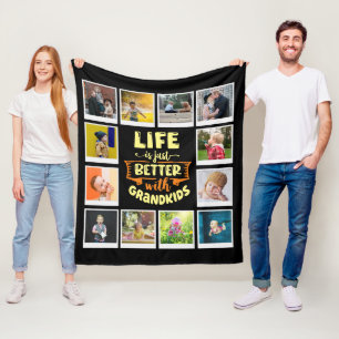 Grandma Life Better met kleinkinderen Foto Collage Fleece Deken