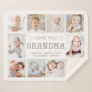 Grandma Love You Hearts 10 Foto gepersonaliseerd Sherpa Deken