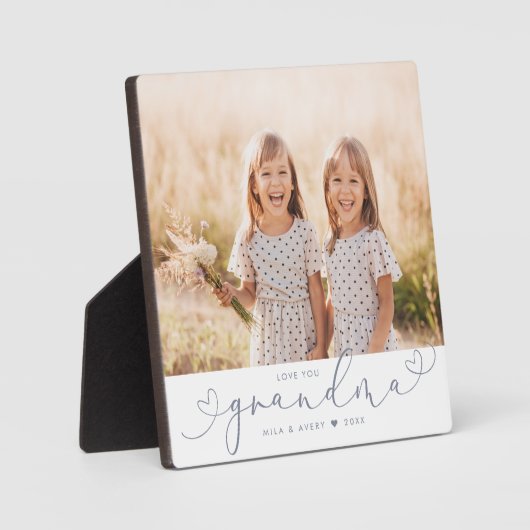 Grandma moderne Coeur Script Photo Love Plaque (Recto)