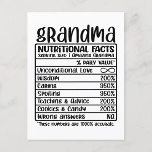 Grandma Nutritional Facts Briefkaart