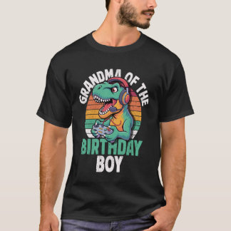 Grandma of The Birthday Boy Gaming T-Rex Matching  T-shirt