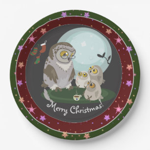 Grandma Owl Storytell Kerstmis Papieren Bordje