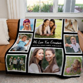Grandma Photo Collage Black Fleece Deken