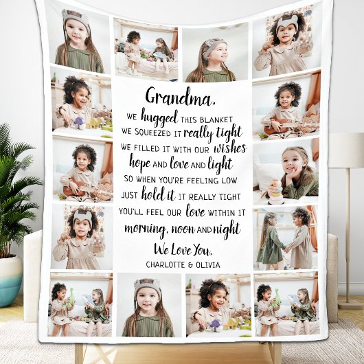 Grandma Photo Collage Fleece Deken