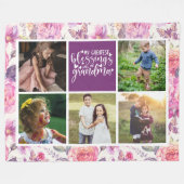 Grandma Photo Collage Fleece Deken (Voorkant (Horizontaal))