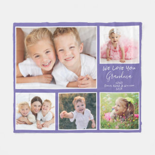 Grandma Photo Collage Paars Fleece Deken
