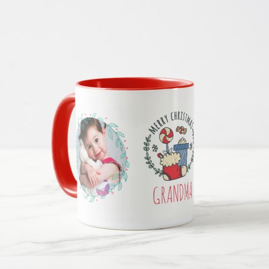 GRANDMA PHOTO MUG - Cadeaux de Noël Grandkids Pics (Devant gauche)