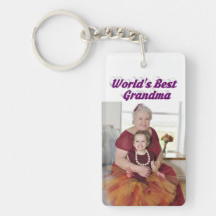 Grandma Photo paarse tekst Sleutelhanger