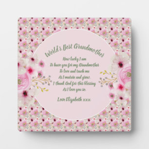 Grandma Poem Pink Flowers Named Gifts Fotoplaat