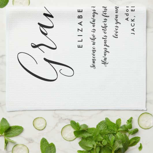 Grandma Quote Elegant Script Black en White Theedoek (Gevouwen)