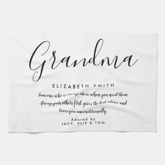 Grandma Quote Elegant Script Black en White Theedoek (Horizontaal)