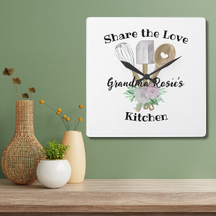 Grandma Recipes Deel de Liefde Gepersonaliseerd Vierkante Klok