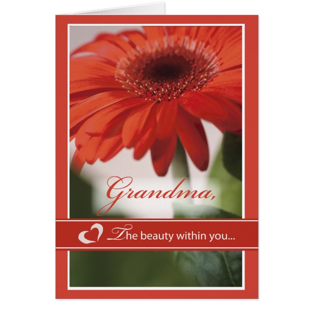 Grandma Red Gerber Daisy Valentijn (Voorkant)