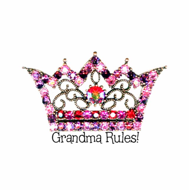 "Grandma Rules" Tiara SCULPTURE Staand Fotobeeldje (Voorkant)