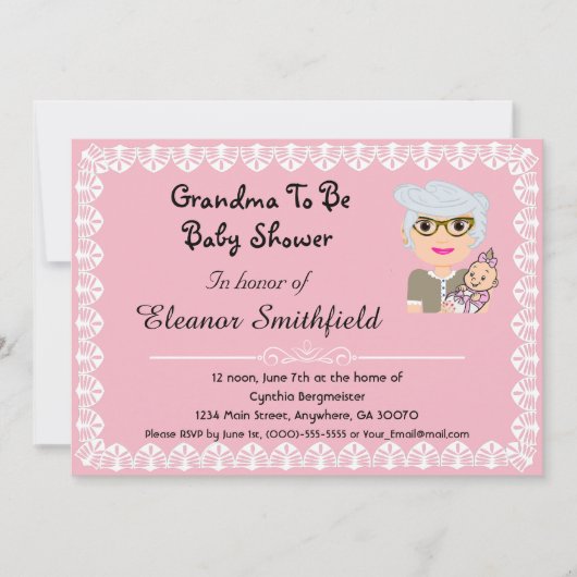 GrandMa sera une invitation Baby shower (Devant)