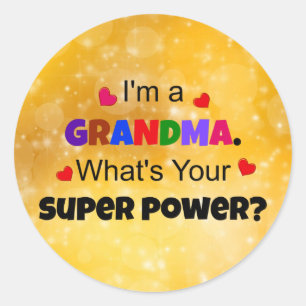Grandma Super Power, populair design, Ronde Sticker