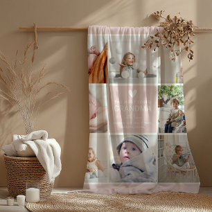 GRANDMA 'the most love' Foto Collage Fleece Blan Deken
