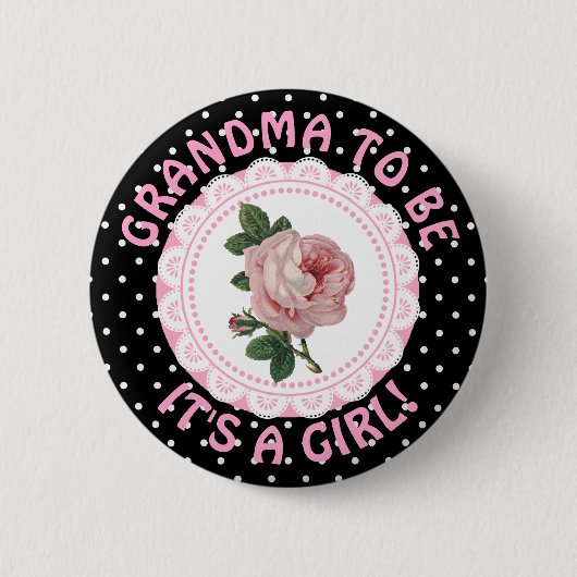 "Grandma To be"  Roos Baby shower Button (Voorkant)