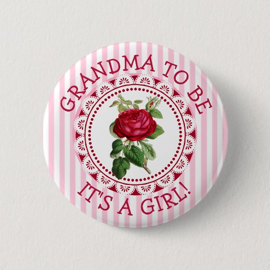 "Grandma To be"  Roos Baby shower Button (Voorkant)