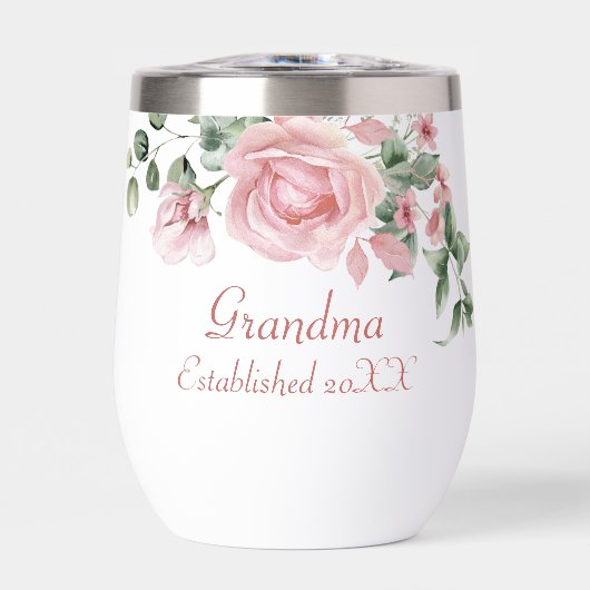 Grandma Year Established Custom Pink Roses (Voorkant)